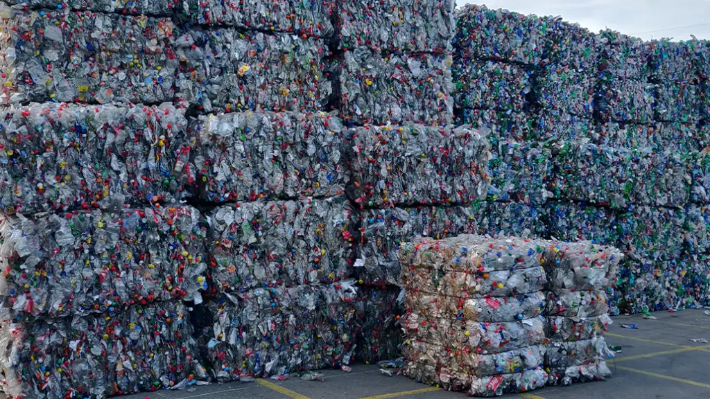 On Image: Plastic bales storage outside