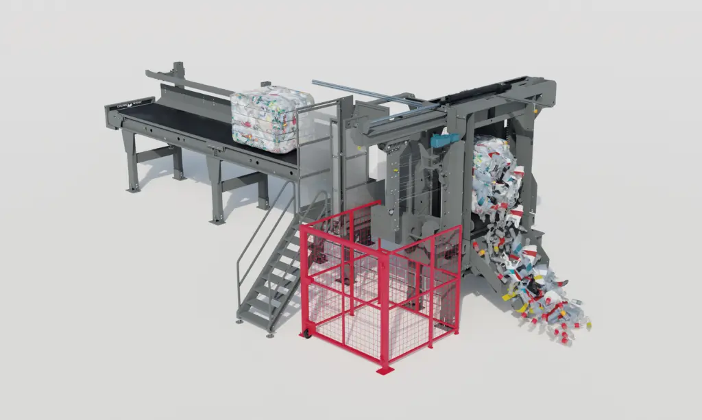 Cross Wrap Bale Dewiring concept picture show how bale wires are cut and material flows further on process